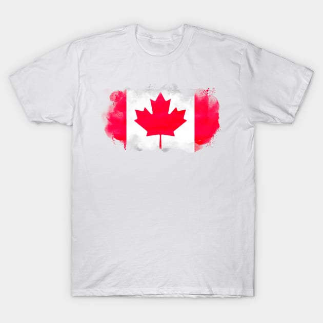 Canadian watercolor painting flag T-Shirt by Mig's Design Shop